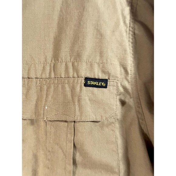 Stanley Men's XL Light Brown Short Sleeve Work Button Up Shirt - Picture 3 of 5